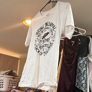 White Graphic T-Shirt with Black Print